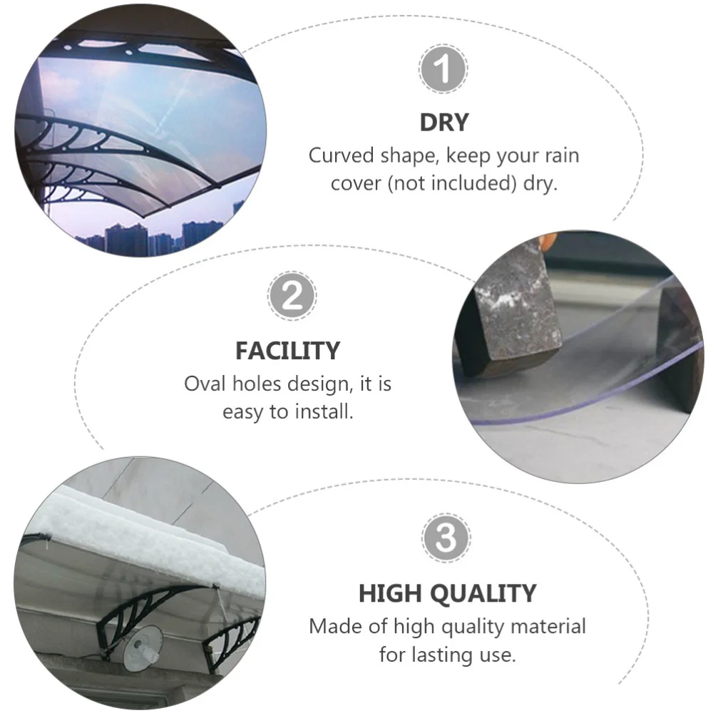 

3 Pcs Outdoor Balcony Awning Support Rain Cover Bracket Sturdy Awning Holder