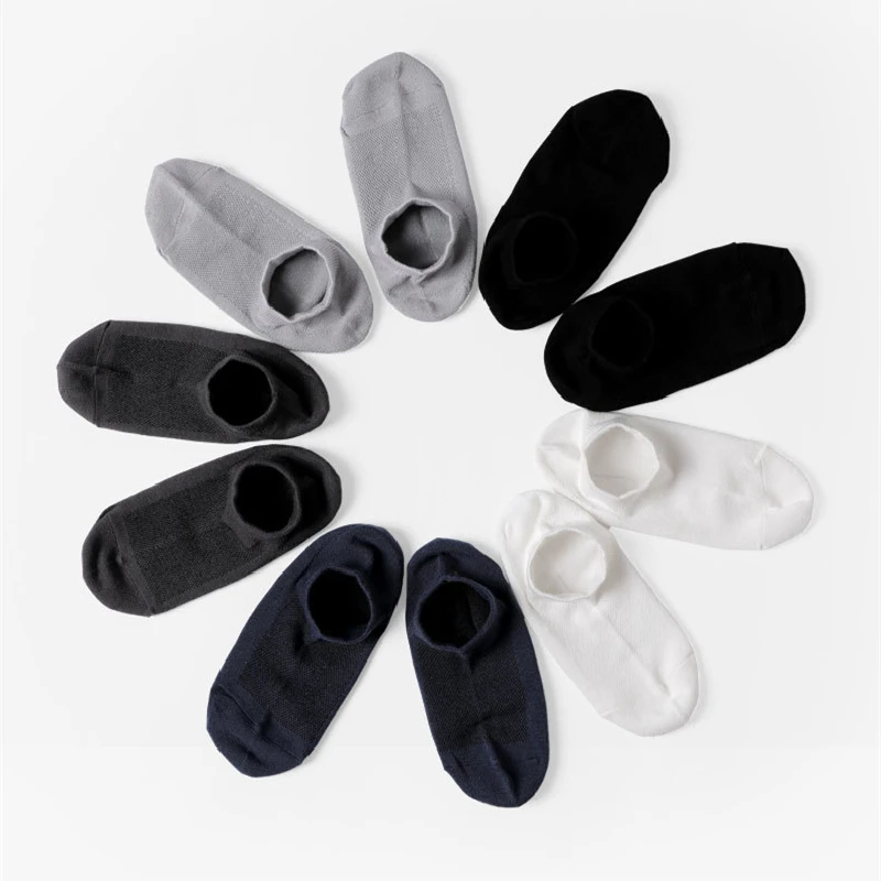 

5 Pairs/Men's Socks Men Cotton Mesh Thin Boat Ankle Short Socks Man Low Cut Invisible Breathable Solid Color Sports White Socks