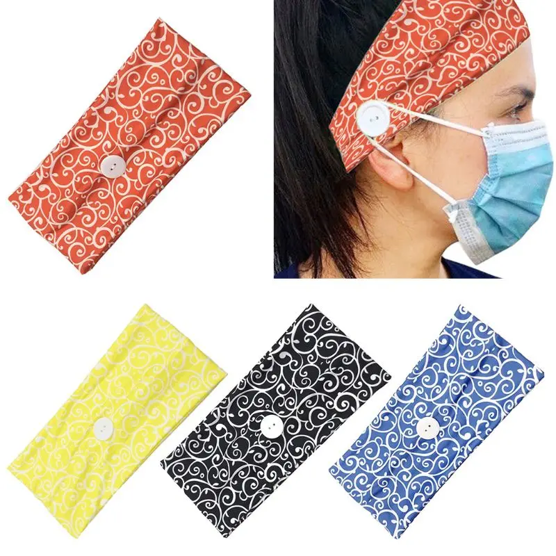 

Headband Unisex Yoga Button Headband Face Mask Holder Doctors Ear Protection Headwrap New