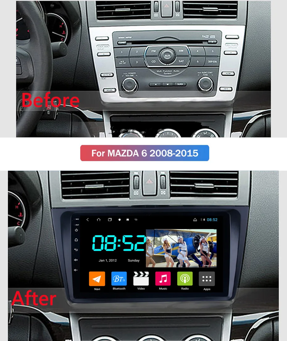 Android 8 1 автомобильный DVD 1din мультимедийная система Navi для Mazda 6 Rui wing 2008 2015