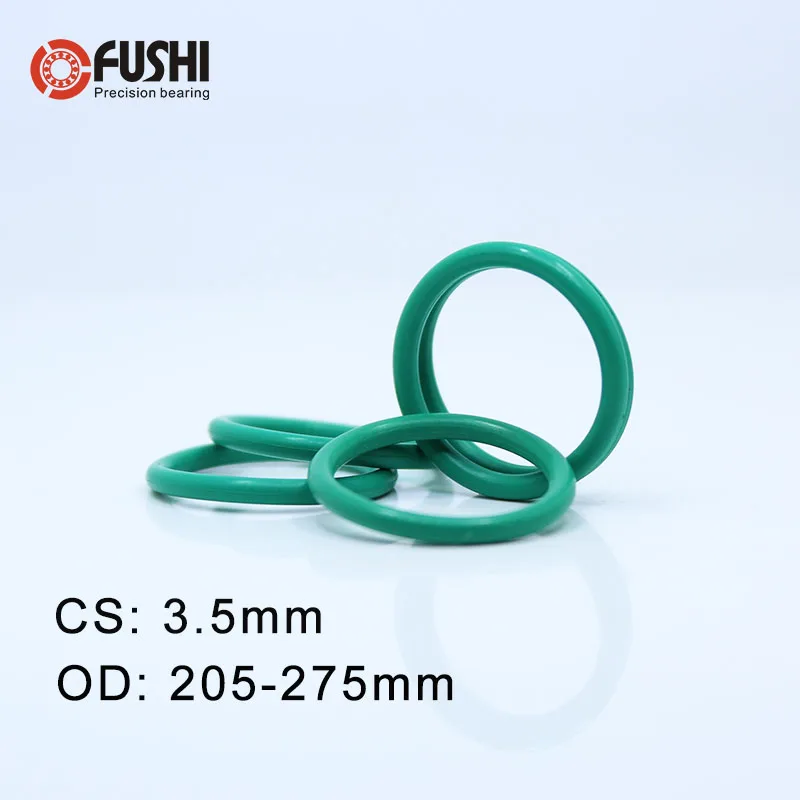 

CS3.5mm FKM Rubber O RING OD 205/210/215/220/230/235/240/245/250*3.5 mm 5PCS O-Ring Fluorine Gasket Oil seal Green ORing