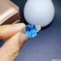 kjjeaxcmy fine jewelry s925 sterling silver inlaid natural blue topaz girl lovely ring support test chinese style hot selling