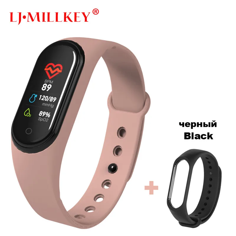 M4Pink-Black Умный Браслет Интеллектуальный трекер активности M4 умный Браслет Смарт-браслет 4 пульсометр фитнес-трекер умные часы для мужчин и женщин - Цвет: M4Pink-Black
