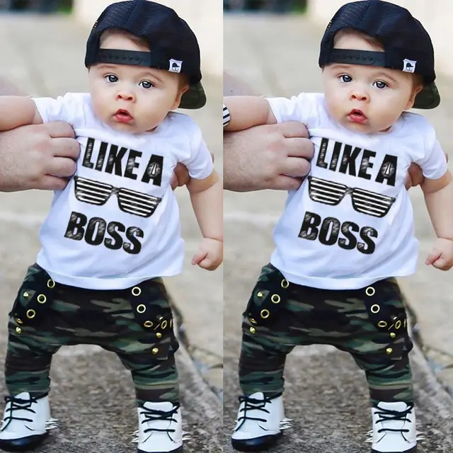 0-3Y Newborn Infant Toddler Baby Boy Clothes Set Kids Boys Cute Short Sleeve T-Shirt Top+Pants Outfits Clothing Set 1