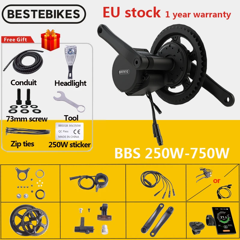 Мотор Bafang BBS01B BBS01 36 В 250 Вт 350 500 BBS02B BBS02 48V750W 8FUN двигатель среднего привода комплект