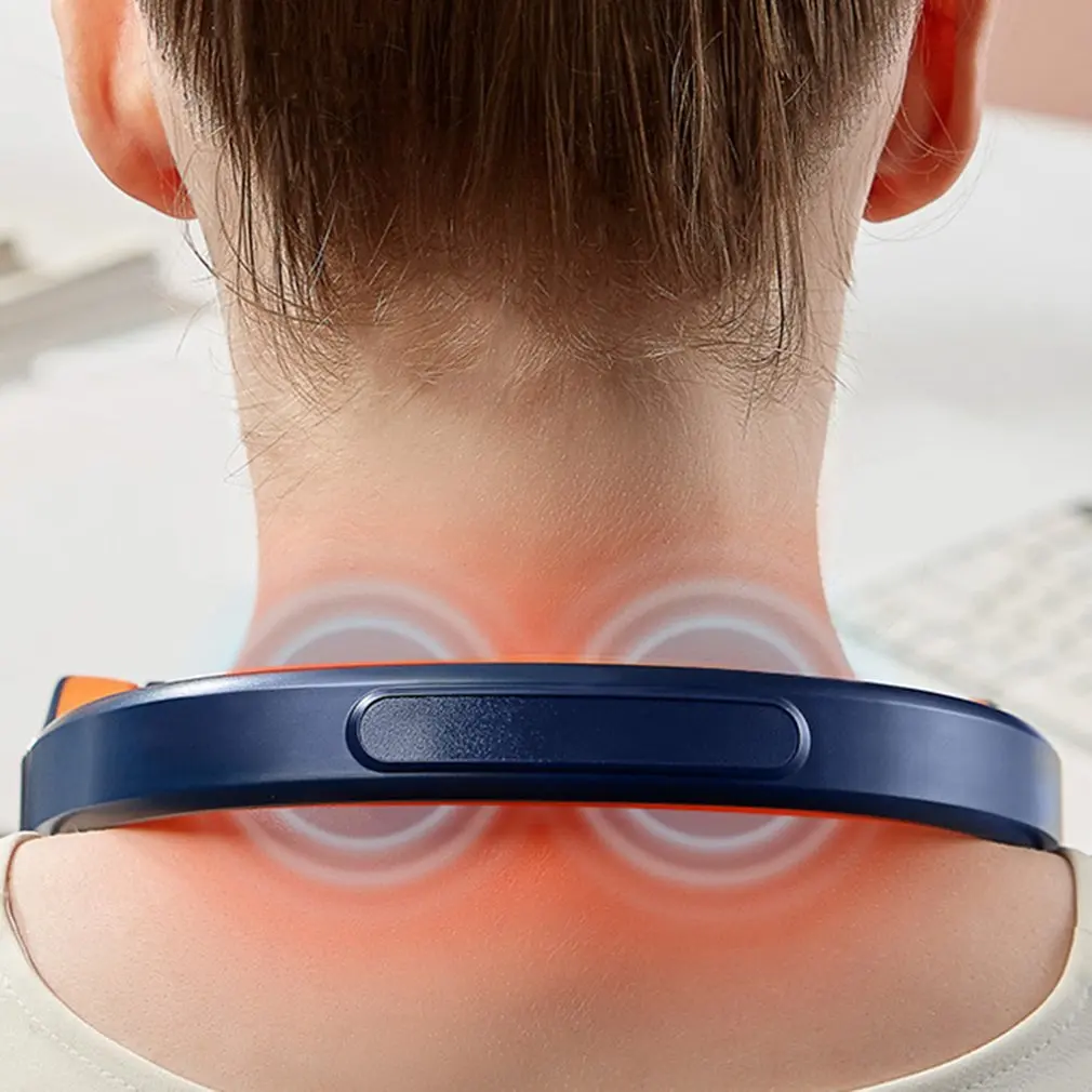 

Portable Neck Fan Pulse Massager Hands Free Personal Bladeless Fans USB Rechargeable Neck Hang Fan Wearable Neck Massage Fan