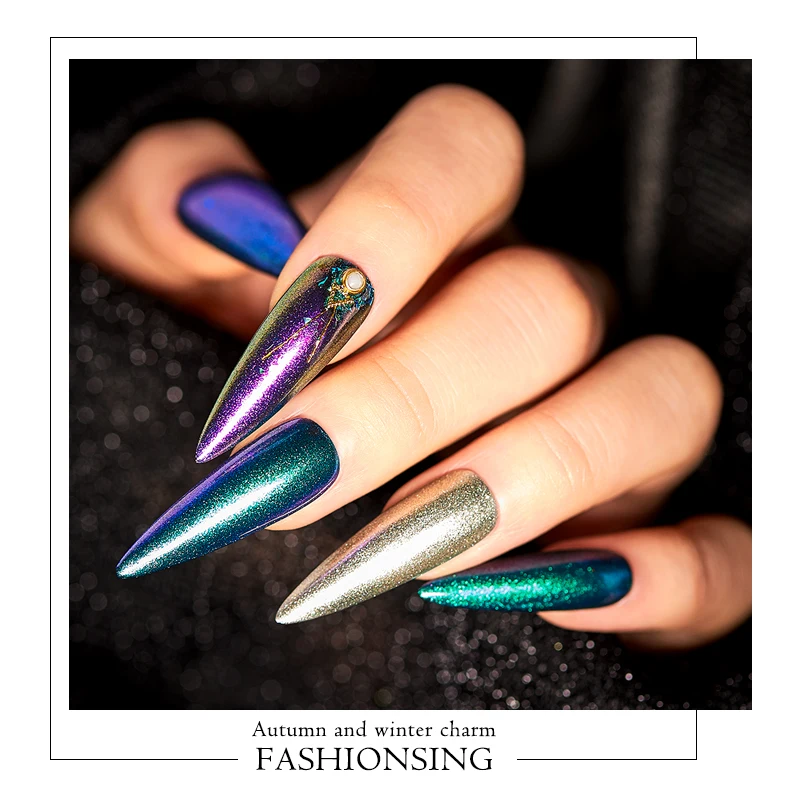 Лазерная пудра для ногтей зеркало хамелеон набор глиттеров с эффектом Auroras