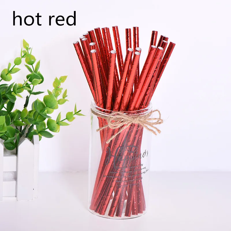 hot red 25 шт., вечерние, экологически чистые бумажные соломинки для детей, для свадьбы, дня рождения, пикника, вечерние, декоративные, с мультяшным автомобилем, Коктейльные, вечерние соломинки - Цвет: hot red