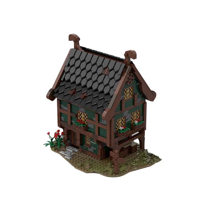 

Small puzzle Building Blocks Hollow Medieval shop kids toys City street view houses brain game Gift