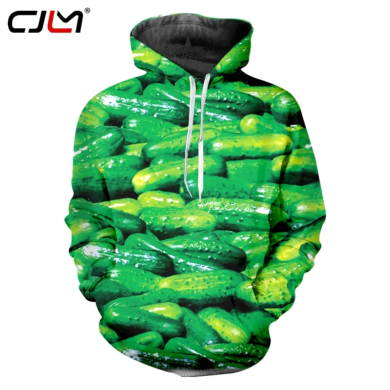 

CJLM Hoodies Men New Hooded 3D Pullover Print Vegetable Cucumber personality Big Size Clothing Unisex Winter Sweatshirts