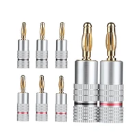 4mm banana plugs pure copper gold plated screw jack connectors audio lantern banana head for power amplifier sound speaker 8pcs