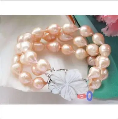 

3 row pretty 10-11mm pink AAA south sea pink pearl bracelet 7.5"-8"