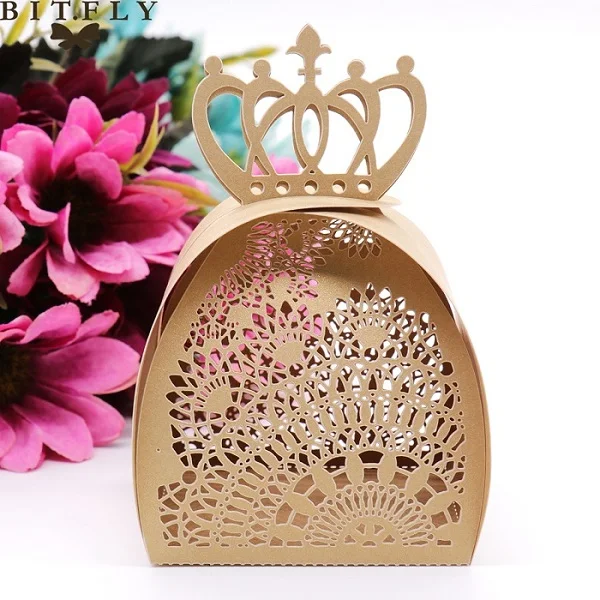 gold box 5 шт./компл. бумажная пустая коробка для конфет дизайн каретки коробки для подарков на праздник в честь рождения ребенка, Рождество Свадебные принадлежности - Цвет: gold box