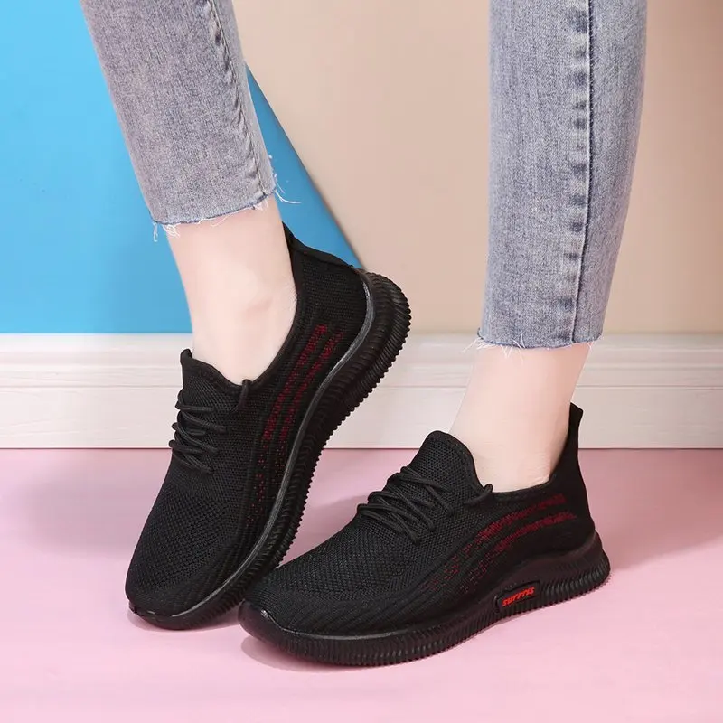 

2021 spring and autumn new flying woven breathable single shoes Korean fashion sports shoes pedal comfortable casual shoes