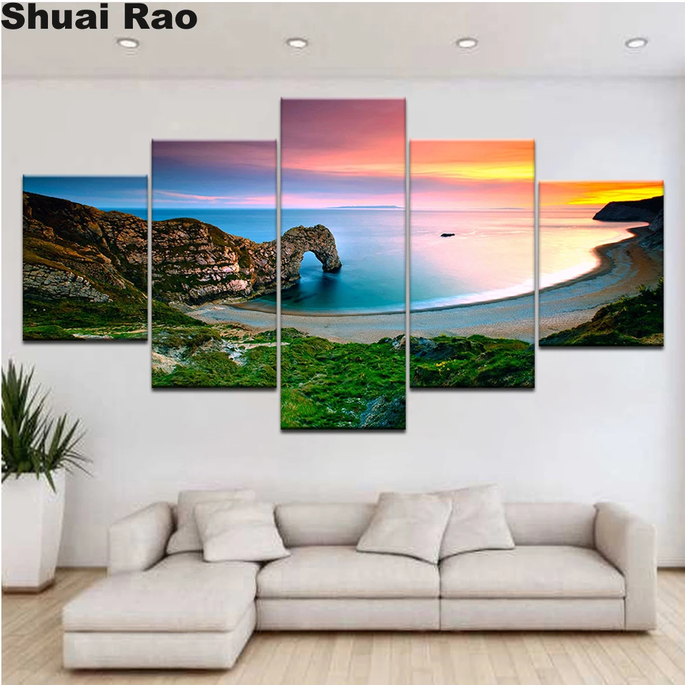 Набор для алмазной вышивки закат морской пейзаж 5 шт. | Дом и сад