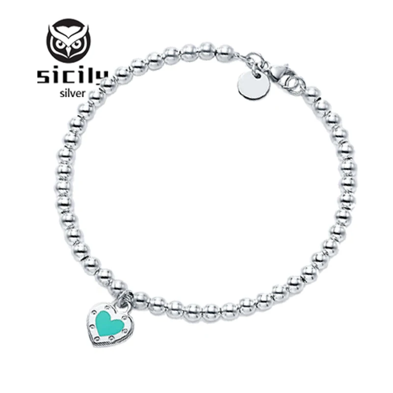 Sicily, высокое качество,,, серебро 925 пробы, tiff, сердце, браслет для женщин, Классическая мода, темперамент, роскошные ювелирные изделия - Окраска металла: style 6