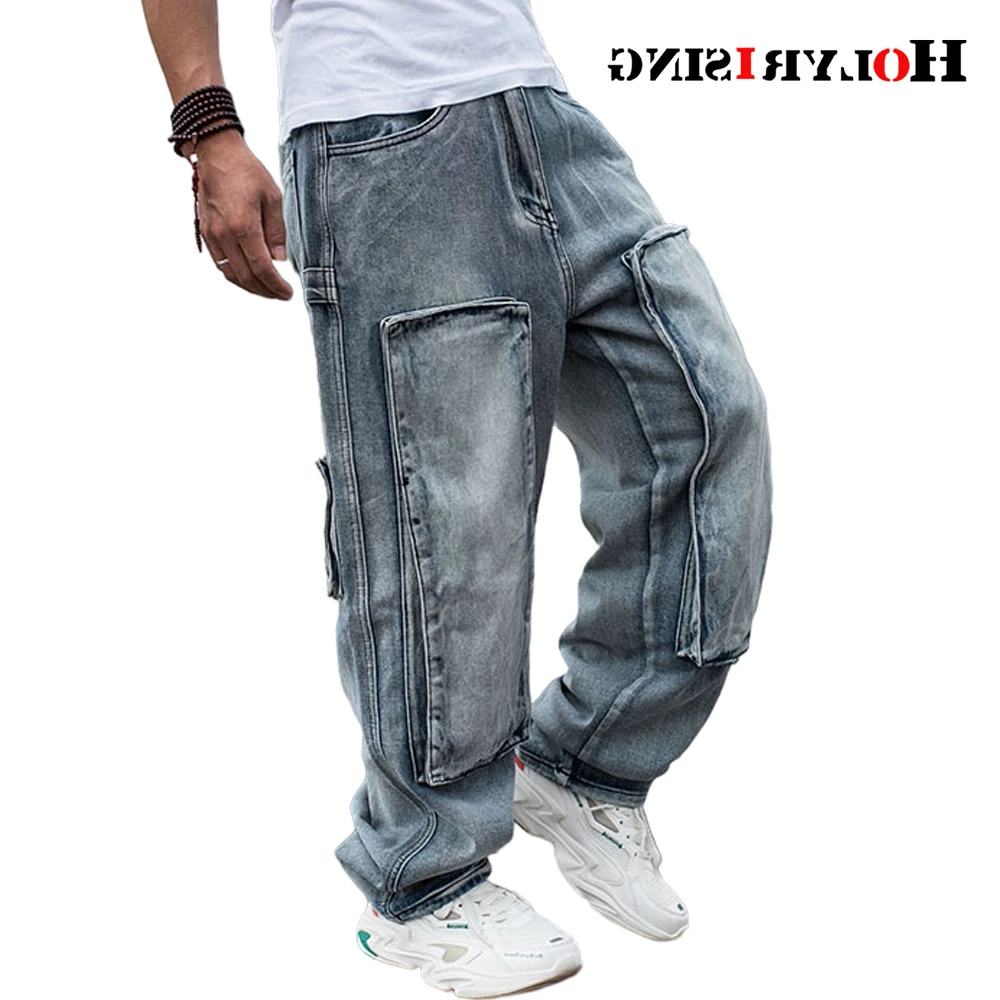 

Jaen мужские брюки в стиле хип-хоп, рандомные мужские джинсовые брюки для скейтборда 34-46, джинсы с накладными подушками, прямые свободные широ...