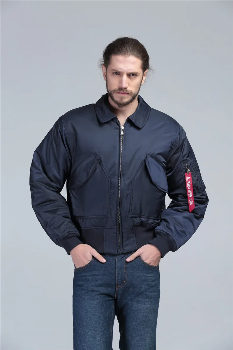 

Street retro flight jacket winter thick ins super fire zipper pocket green jacket oversize men and women