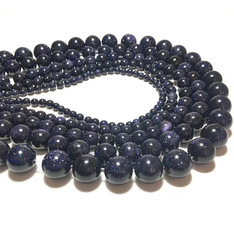 4/6/8/10/12 мм настоящий натуральный голубой песок камень бусины для ювелирных