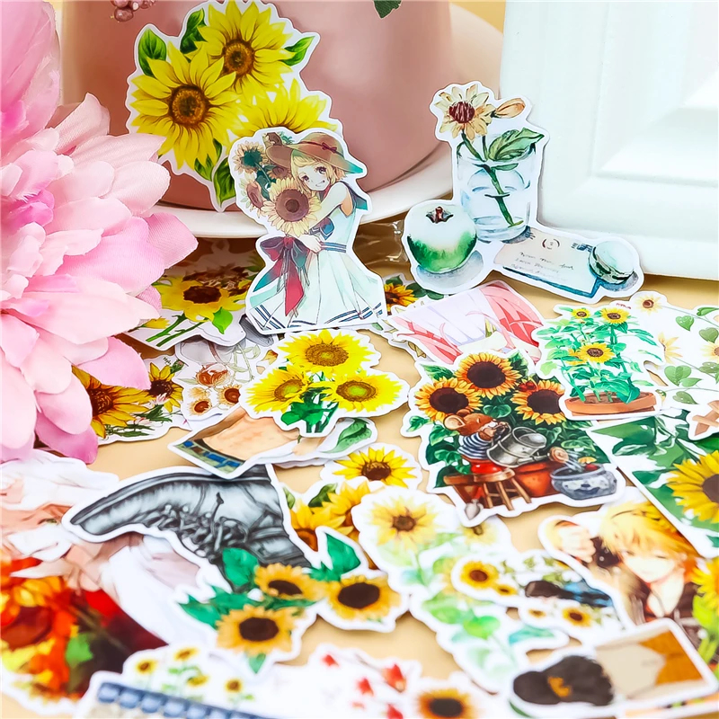 30 шт./упак. креативная Милая самодельная наклейка для скрапбукинга с подсолнухом