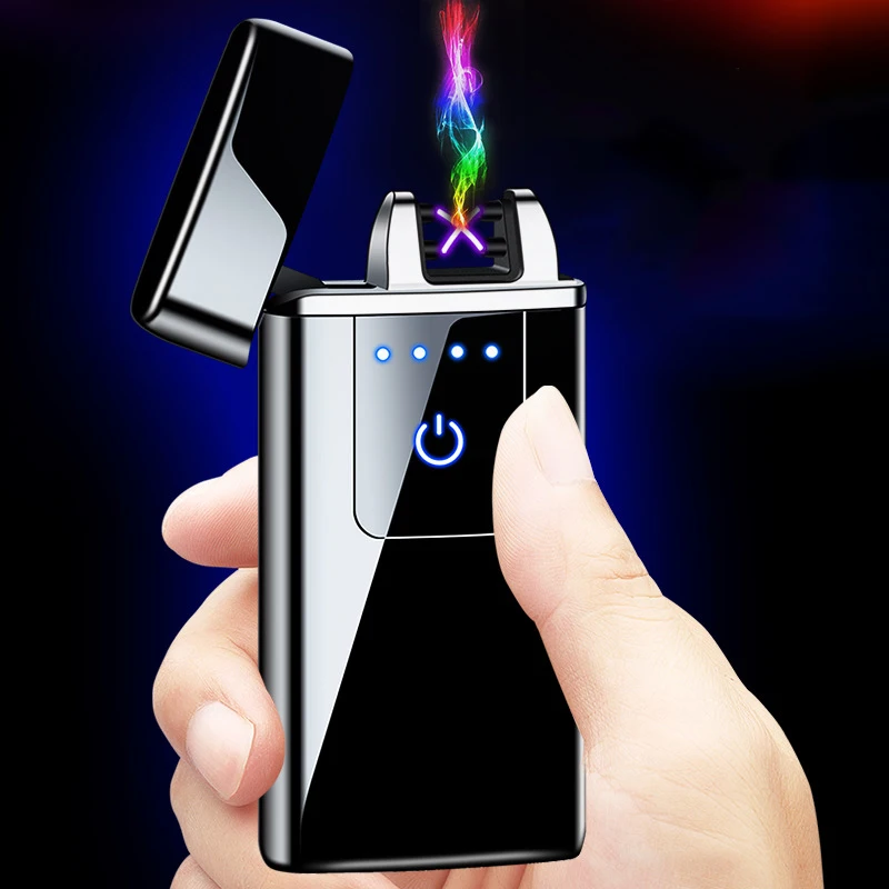 USB Electronic Lighter LED Power Display Rechargeable Touch Sensitive Pulse Cross Arc Windproof Light Smoking Supply Men's Gifts | Дом и