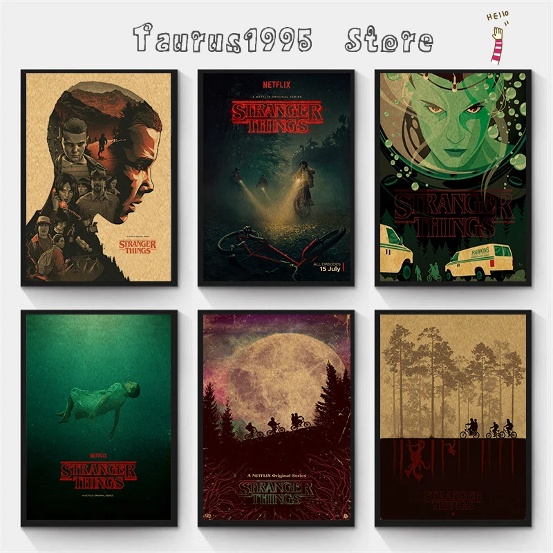 

New Retro Kraft Paper Poster Stranger Things Season Bar Cafe Home Decor Vintage Painting Wall Decor Sticker