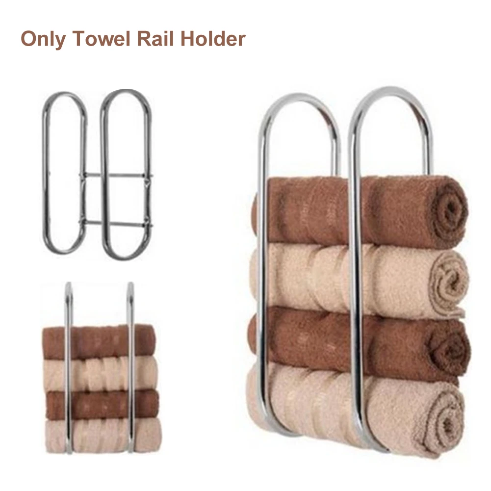 

Bathroom Towel Rail Holder Wall Mounted Home Robes Multifunction Stylish Iron Art Hotel Easy Install Kitchen Storage Rack Modern