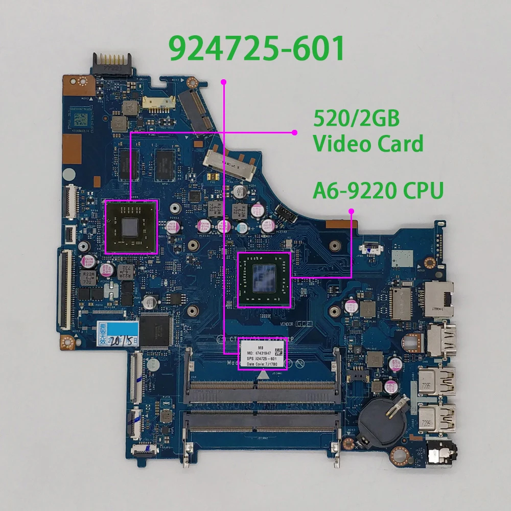 Материнская плата для ноутбука HP процессор CTL51/53 924725 601 001 2 Гб 520/2 ГБ с процессором