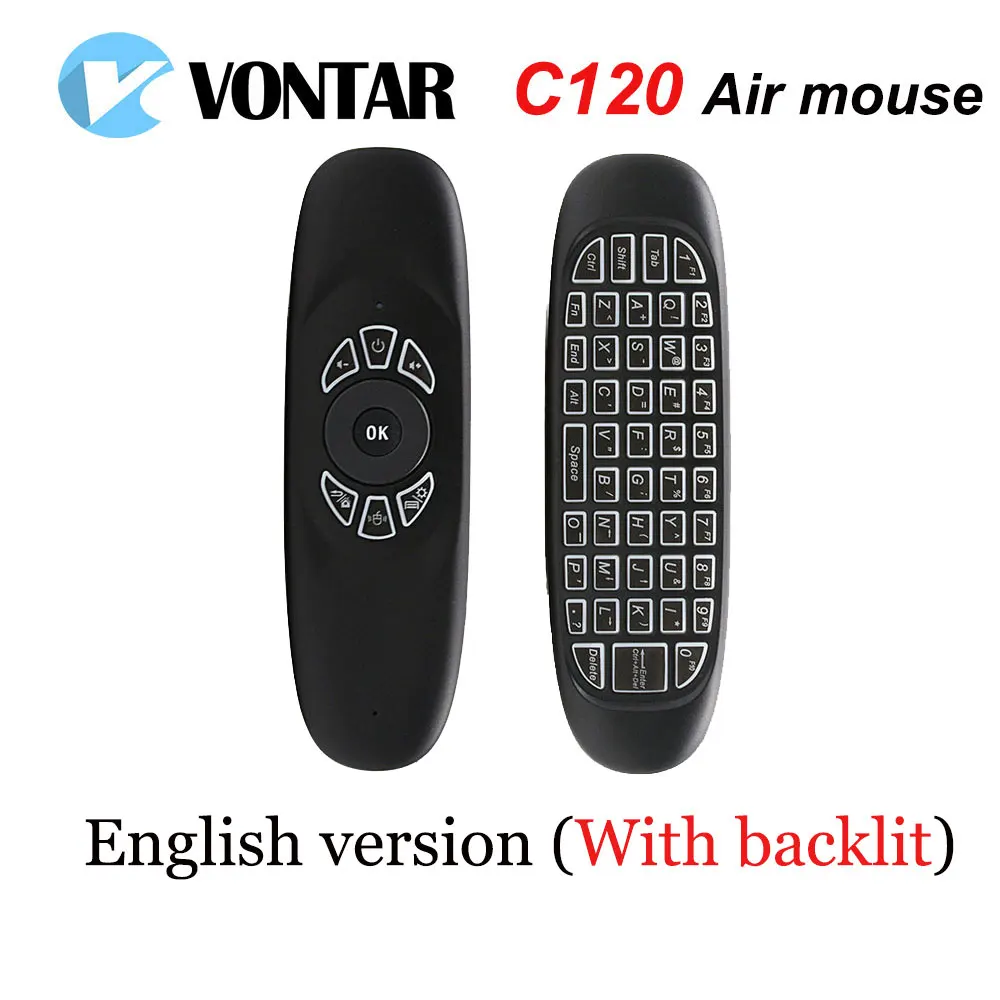 English with backlit C120 Fly Air mouse Mini 2,4 ГГц Беспроводная клавиатура Русский/Английский ручной пульт дистанционного управления с гироскопом для Smart tv BOX/мини-ПК - Цвет: English with backlit