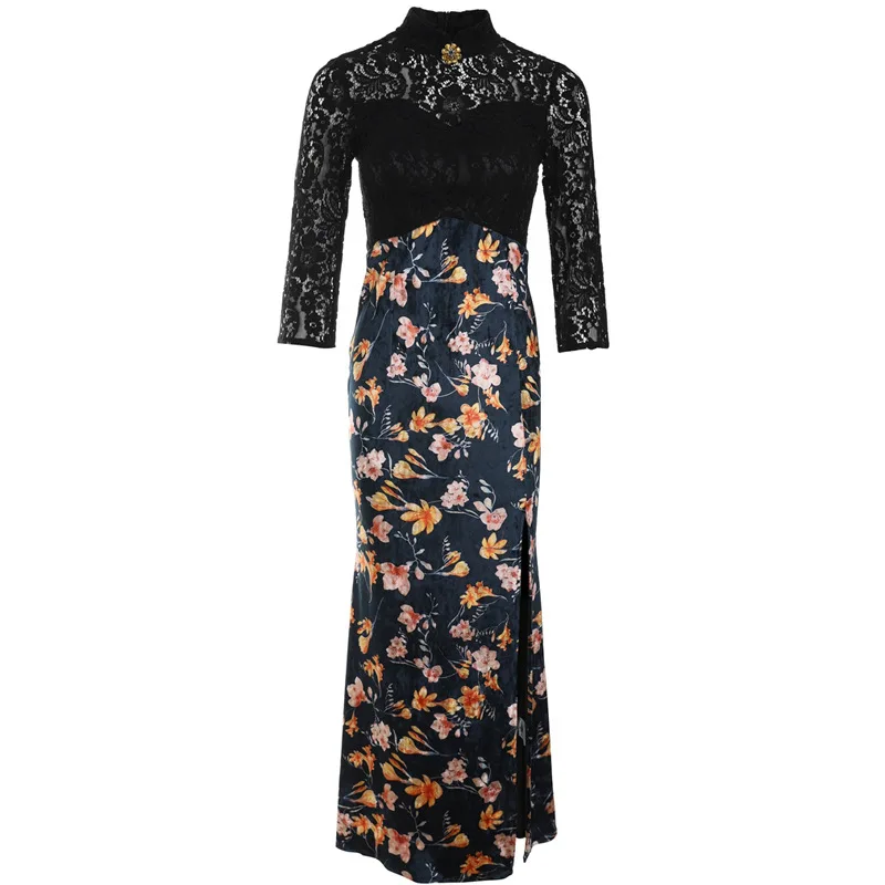 2019 Эксклюзивное Вечернее Ципао кружевное платье с высоким разрезом|cheongsam