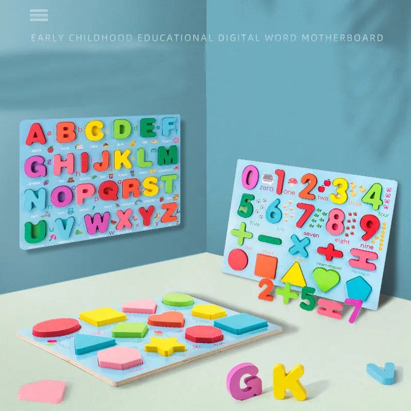 

Деревянные игрушки Монтессори, Цифровой алфавит, фигурка животного, движение, подходящая головоломка, Дошкольная занятая доска, Обучающие ...