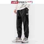 LAPPSTER, мужские уличные черные брюки-карго с лентами, 2020, шаровары, мужские комбинезоны в стиле хип-хоп, мешковатые брюки для бега, спортивные брюки с карманами