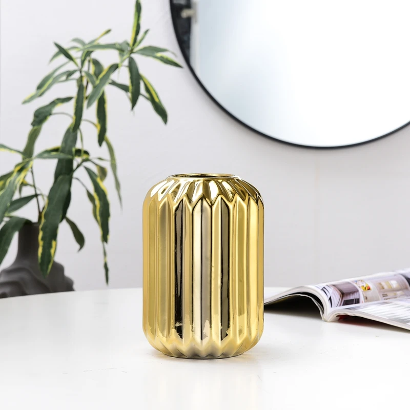 Керамическая Геометрическая Золотая ваза нордическая креативная простая