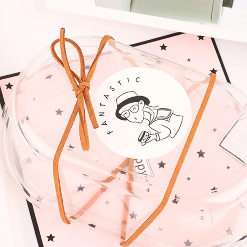 

900pcs Round Transparent White 5cm Sealing Sticker Hand-painted Cutlery Pattern Baking Cake Dessert Label Adhesive Sticker