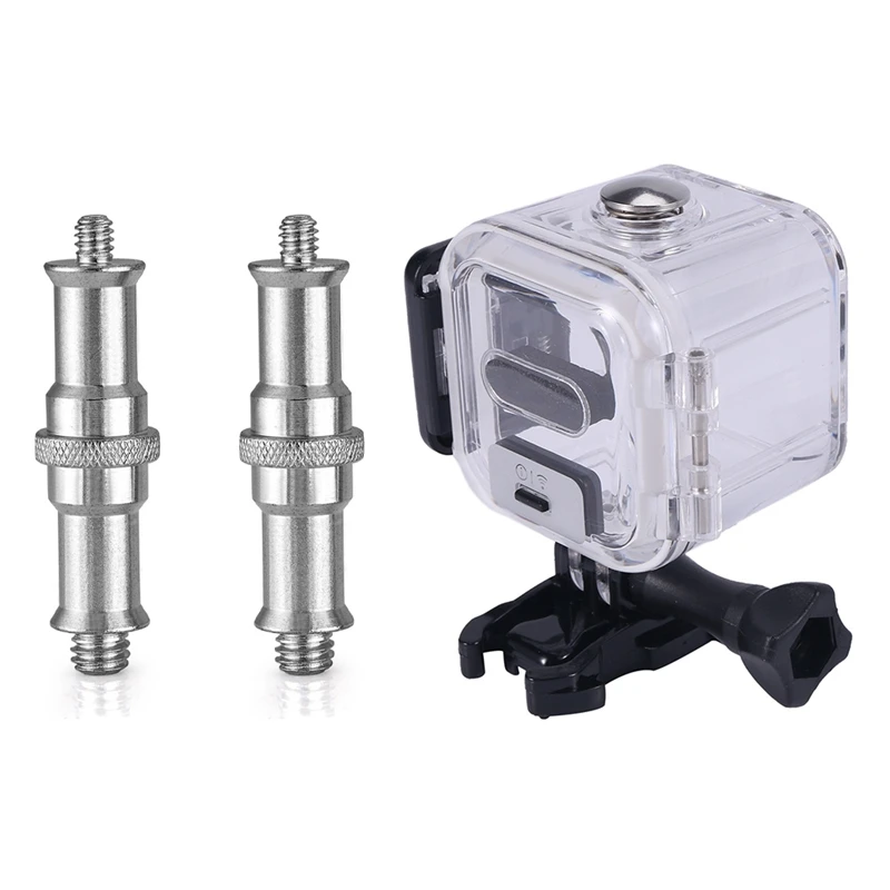 

2 Pieces Standard 1/4 to 3/8 Inch Metal Male Converter Threaded Screw with 45M Waterproof Housing Case for Gopro Hero 5