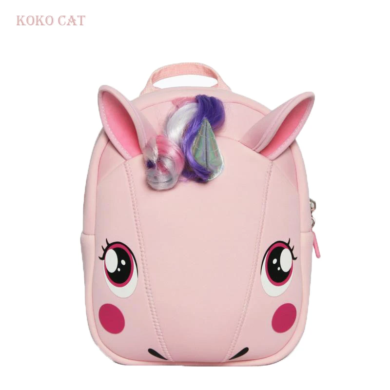 School Bag 3D Cartoon Animal Unicorn Neoprene Boy Student Kid Kindergarten Orthopedic Satchel for Girl Children Mochila Backpack