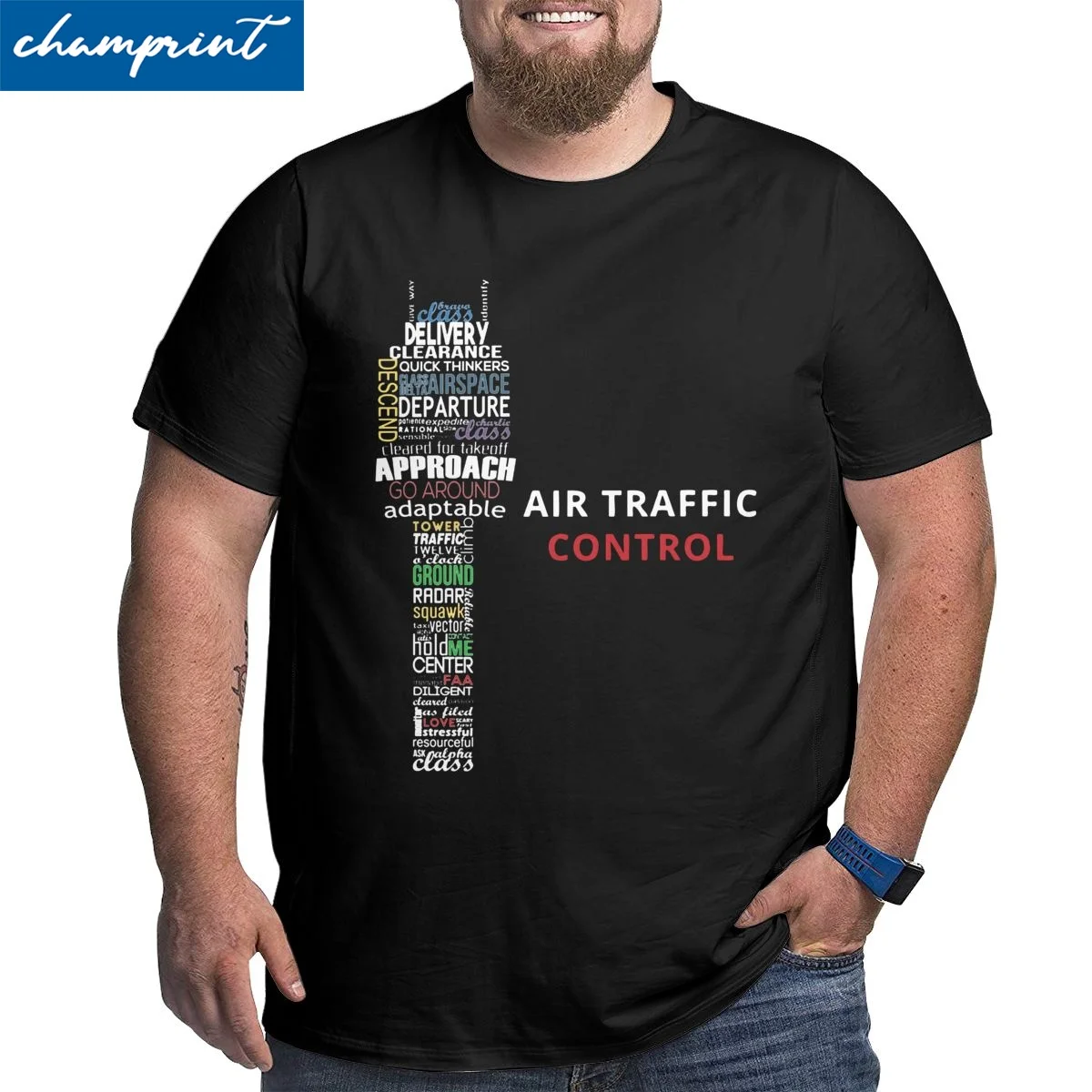 Men's Air Traffic Controller T Shirt Pilot Airplane Aviation Plane Fighter Clothes Big Tall Tees Plus Size 4XL 5XL 6XL T-Shirt