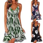 Платья для женщин в африканском стиле 2021 V образным вырезом оборками 4 Цвета женские туфли с цветочным принтом; Платье трапециевидной формы; Для свиданий Летняя женская одежда черные xxl