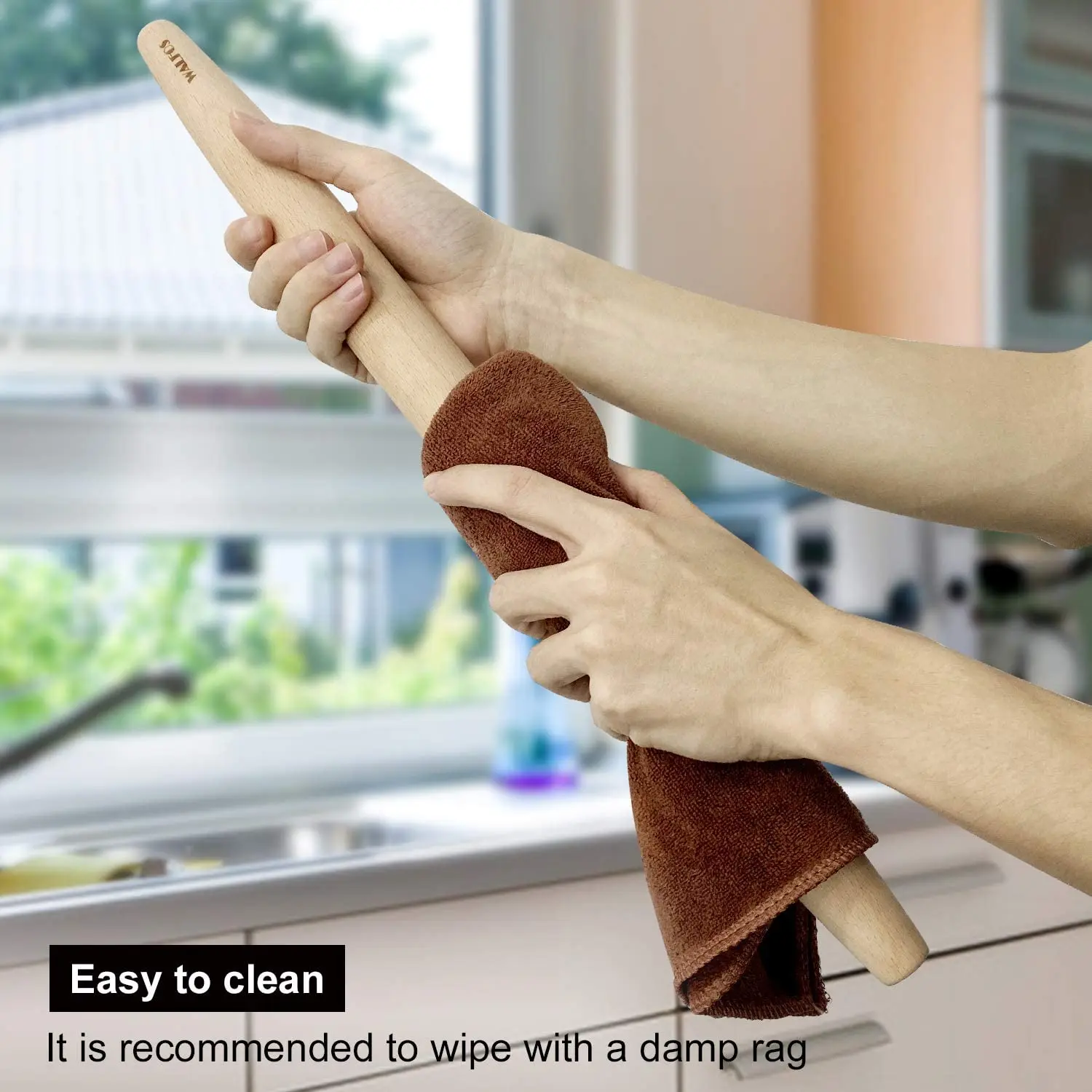 Скалка WALFOS деревянная 20 дюймов ролик для теста помадки торта антипригарные