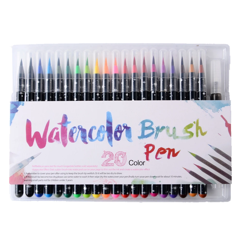 Набор кистей для рисования и каллиграфии 20 цветов |