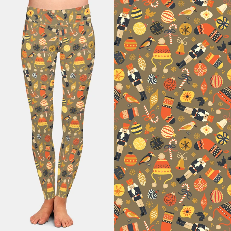 LETSFIND Fashion Women Winter  Leggings Christmas Hat and Candy Print High Waist Fitness Elastic Leggings
