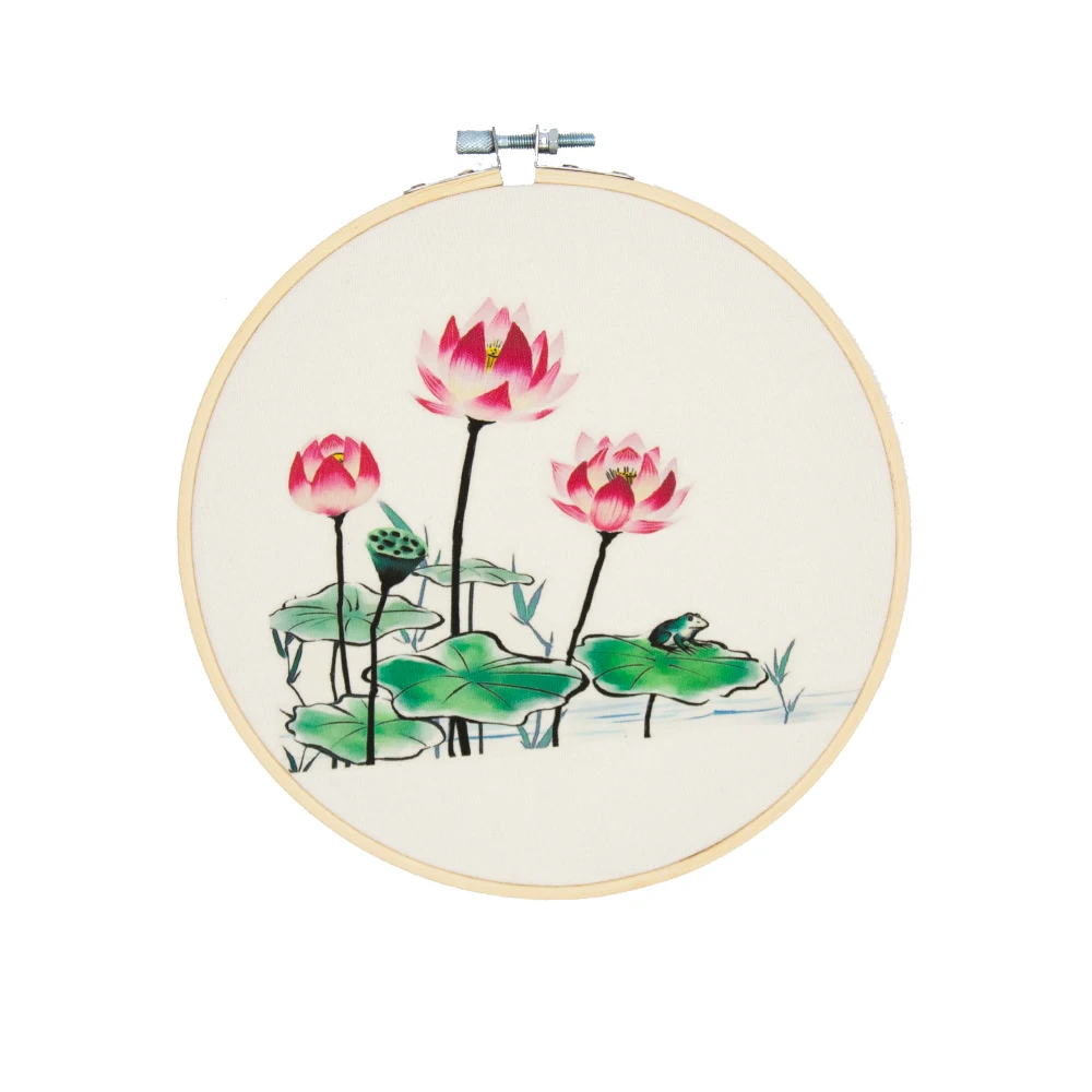 

One piece handmade wall desk decorations home shop bar wedding scene ornaments Cotton canvas hand painted lotus No.QC-1804