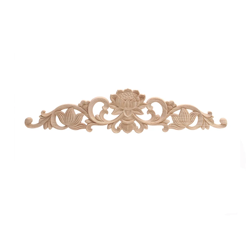 

NEW Decorative Wood Appliques Unpainted Onlay Corner Applique for Home Furniture Door Decor Crafts Wood Oak Carved Wave Flower