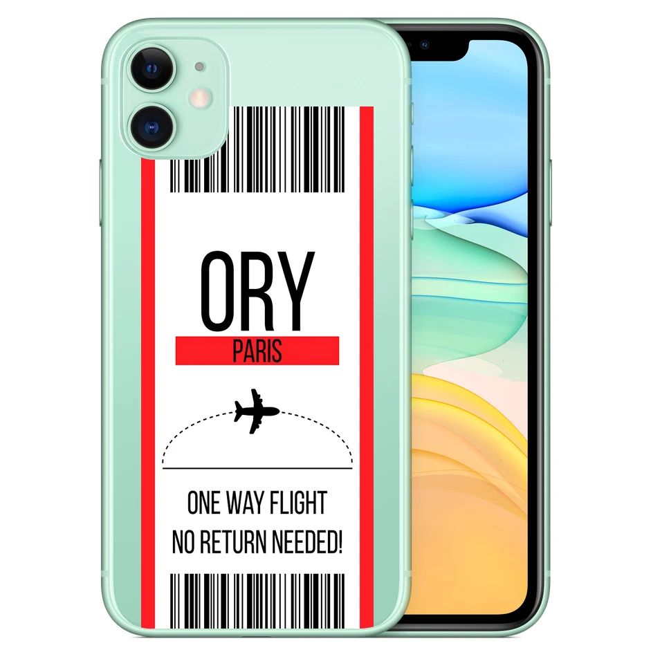 

NEW YORK CITY SYDNEY World Travel One Way Air Ticket To Clear Soft TPU Phone Cases For iPhone 11 12 Pro MAX 7 8 XR X10 Max Cover