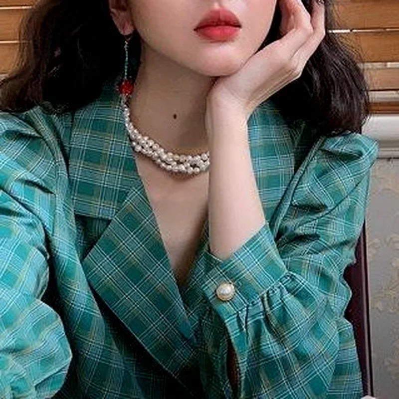 

Basic Jackets Women All-match Vintage Temperament Ladies Streetwear Elegant Slim Outerwear Green Spring High Quality Stylish New