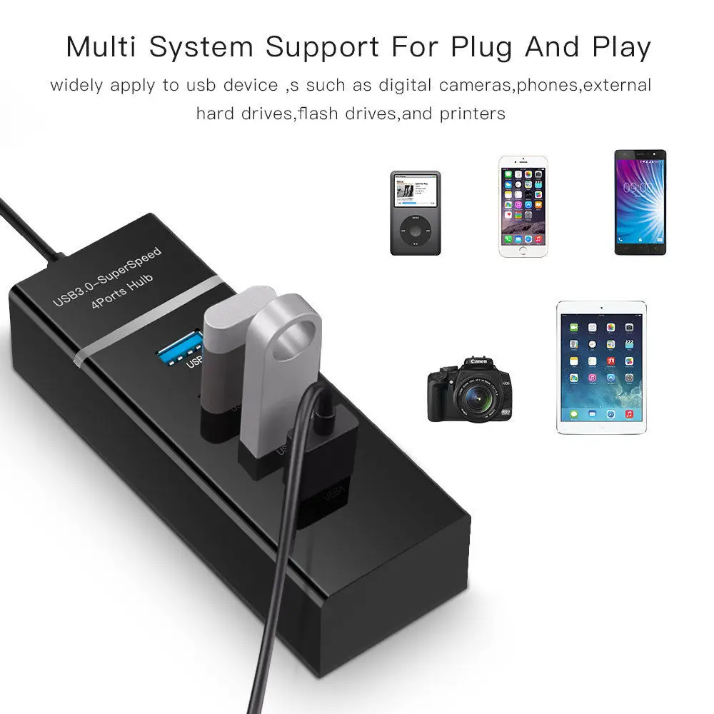 Портативное зарядное устройство SOONHUA с 4 USB-портами 3 0 дюйма USB-разветвитель со