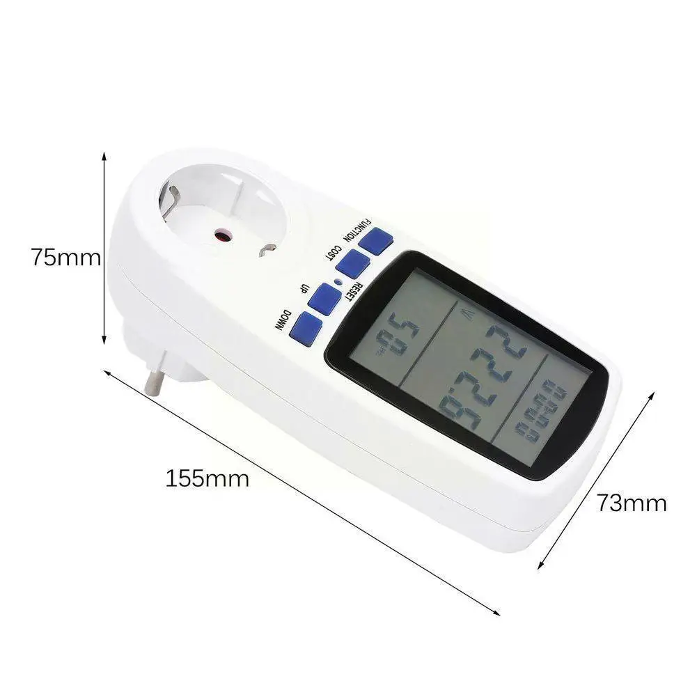 

EU Plug AC Power Meter Digital Voltage Wattmeter Backlight Watt Power Consumption Meter Electricity Energy Analyzer Monitor Y7T3