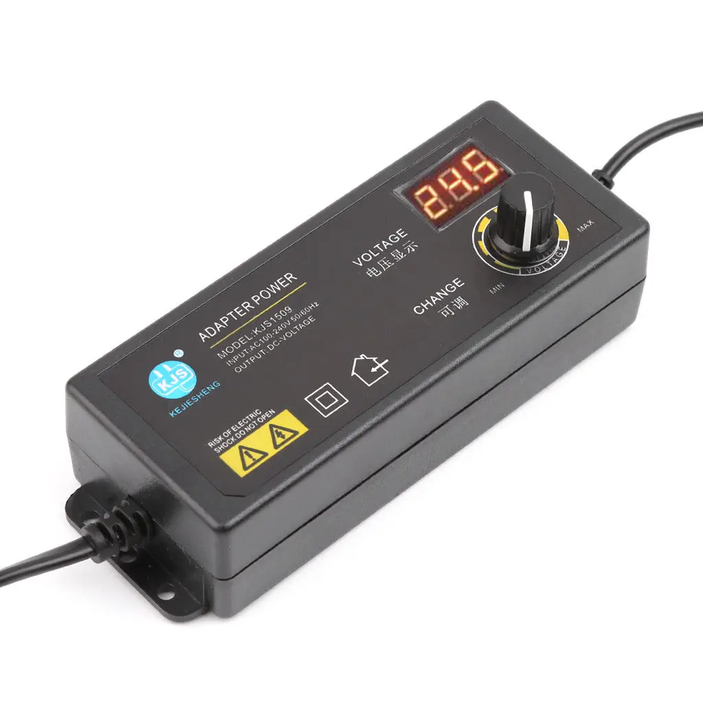 

1pcs Power Adapter EU Plug 60W 5A PC+ABS+Metal 134*49*32mm Adjustable With Display Screen New