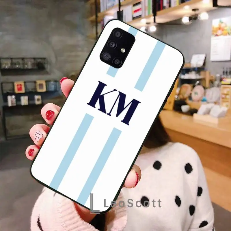 

Monogram Initial Stripe Personalized Name Phone Case For Samsung A50 A51 A71 A20E A20S S10 S20 S21 S30 Plus ultra 5G M11