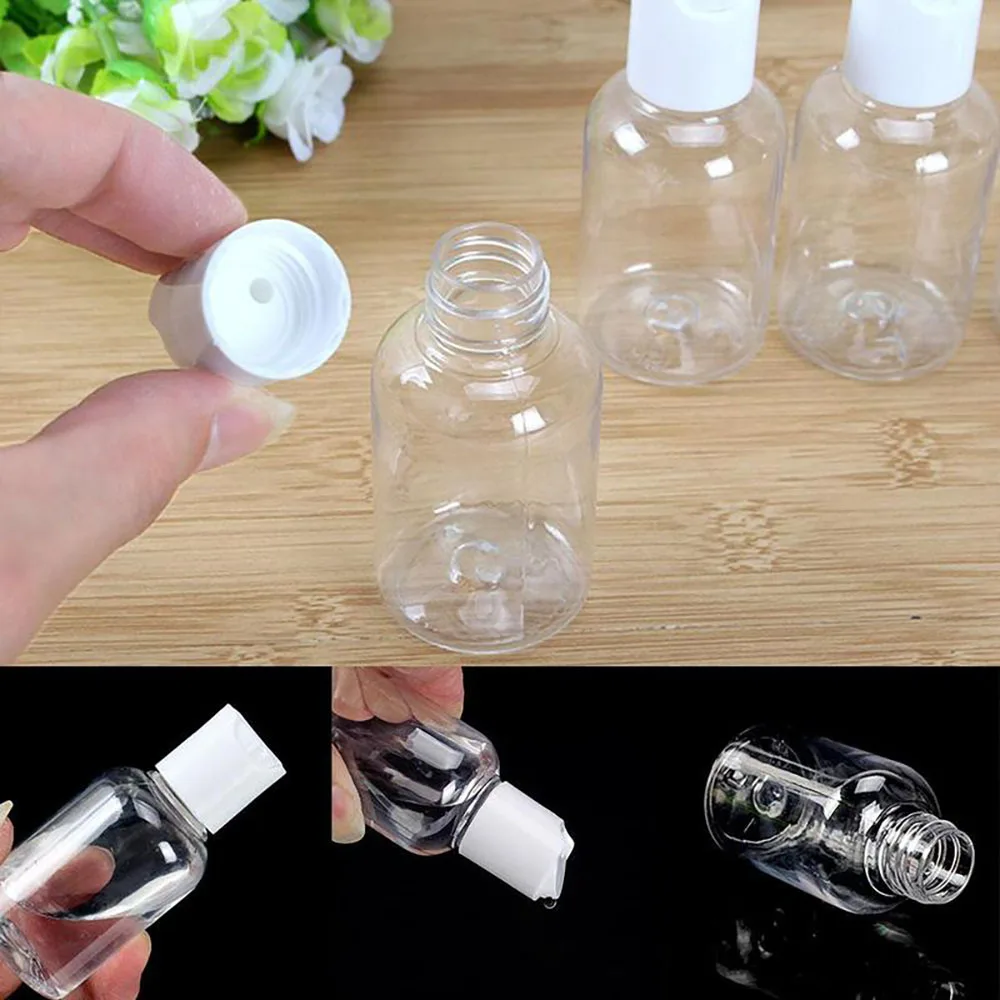 

5/10Pcs 50ml Mini Transparent Travel Leak-Proof Refillable Bottles Cosmetic Container with Disc Cap Refillable Bottles